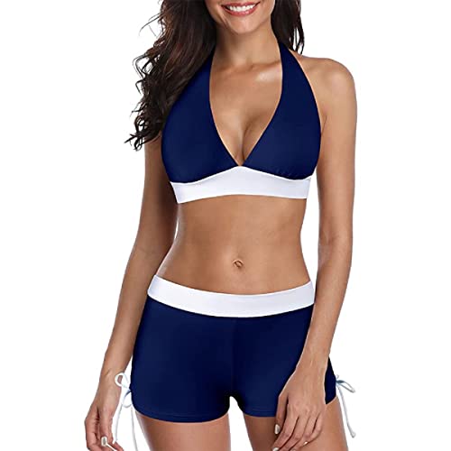 Conjuntos De Bikini para Mujer Bikini Push-up Acolchado Cintura Alta Torcida Pantalones Cortos De Baño De Barriga Bikini De 2 Piezas Traje De Baño De Playa Bañador Mujer Conjuntos De Bikini Rayas