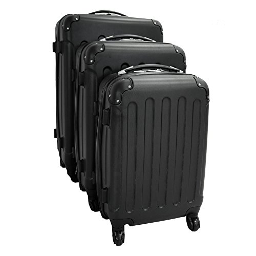 Sotech - Cabine Bagage, Lot de 3 valises, Coque Rigide légère en ABS 4 Roues Valise ,poignées télescopiques réglables, double couche de fermeture à glissière et code de verrouillage,Noir Cover