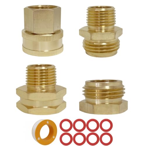 MAFERLIY 4 PCS Commonly Used Brass Garden Hose Connectors Set, 1/2' NPT To Garden Hose Adapter...