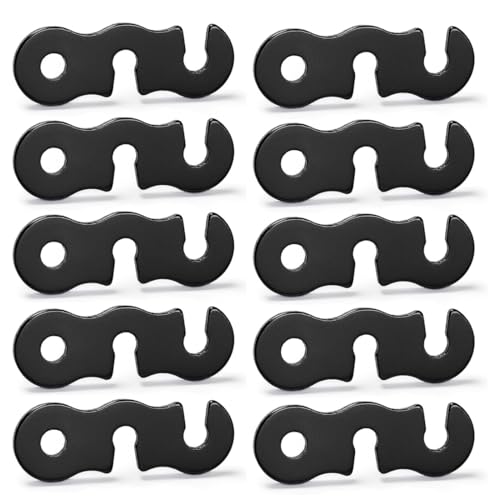 VAEIORP 10 Pcs Aluminiumlegierung Wind Seil Schnalle Zeltleinenspanner Zeltzubehör Cord Adjuster Zelt Spanner Seil Teller Seilspanner für Zelt Outdoor Wandern Camping Picknick(Schwarz)