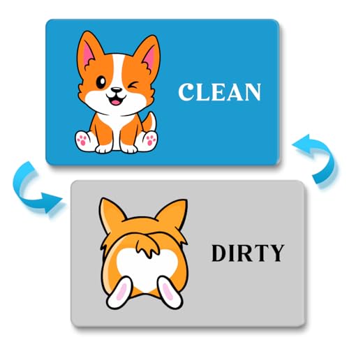 Cute Cartoon Animal Clean Dirty Dishwasher Magnet, Refrigerator Washing Machine Magnet Double Sided Kitchen Reversible Dish Washer Sign, Apartment Kitchen Accessories(Dog)