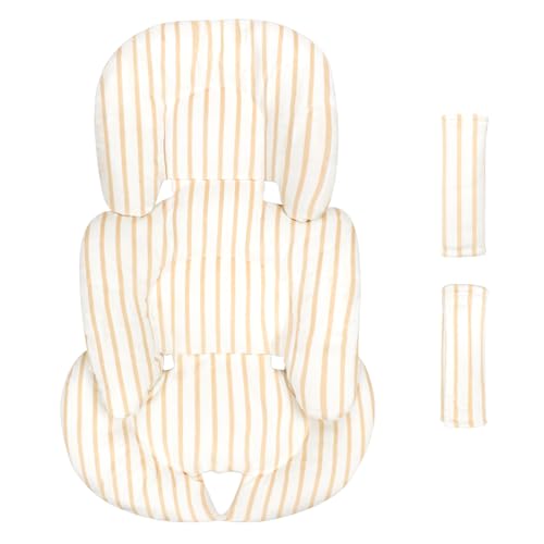 Image of CARUILI Infant Car Seat Insert, Car Seat Head Support Baby Girls Boys, Soft & Reversible Newborn Carseat Insert Cushion with 2 Strap Covers, for Stroller, Swing, Bouncer (Brown Line)