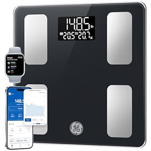 GE Smart Scale for Body Weight and Fat, Digital Bathroom Scales with LED Display BMI Body Fat – Bluetooth 13 Body Composition Monitor for Muscle Mass People with App, Accurate 400lb Weighing