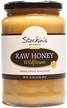 Stockin's Apiaries Raw Wildflower Honey, Unheated, Unfiltered, & Nutritious, 35.2 Oz.