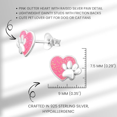 Paw Print 925 Sterling Silver Stud Earrings, Dainty Piercing Jewelry2