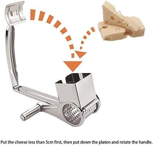 BuyWeek Moulin à Fromage Rotatif En Acier Inoxydable - Râpe Multifonction Pour Fromage, Ail, Noix, Légumes Et Plus