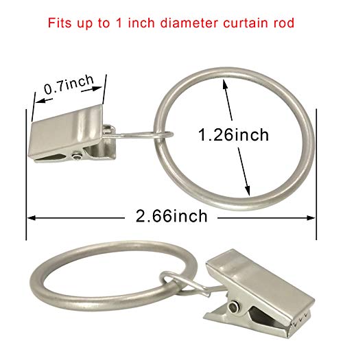 image for AMZSEVEN 40 Pack Curtain Rings with Clips, Drapery Clips with Rings, D