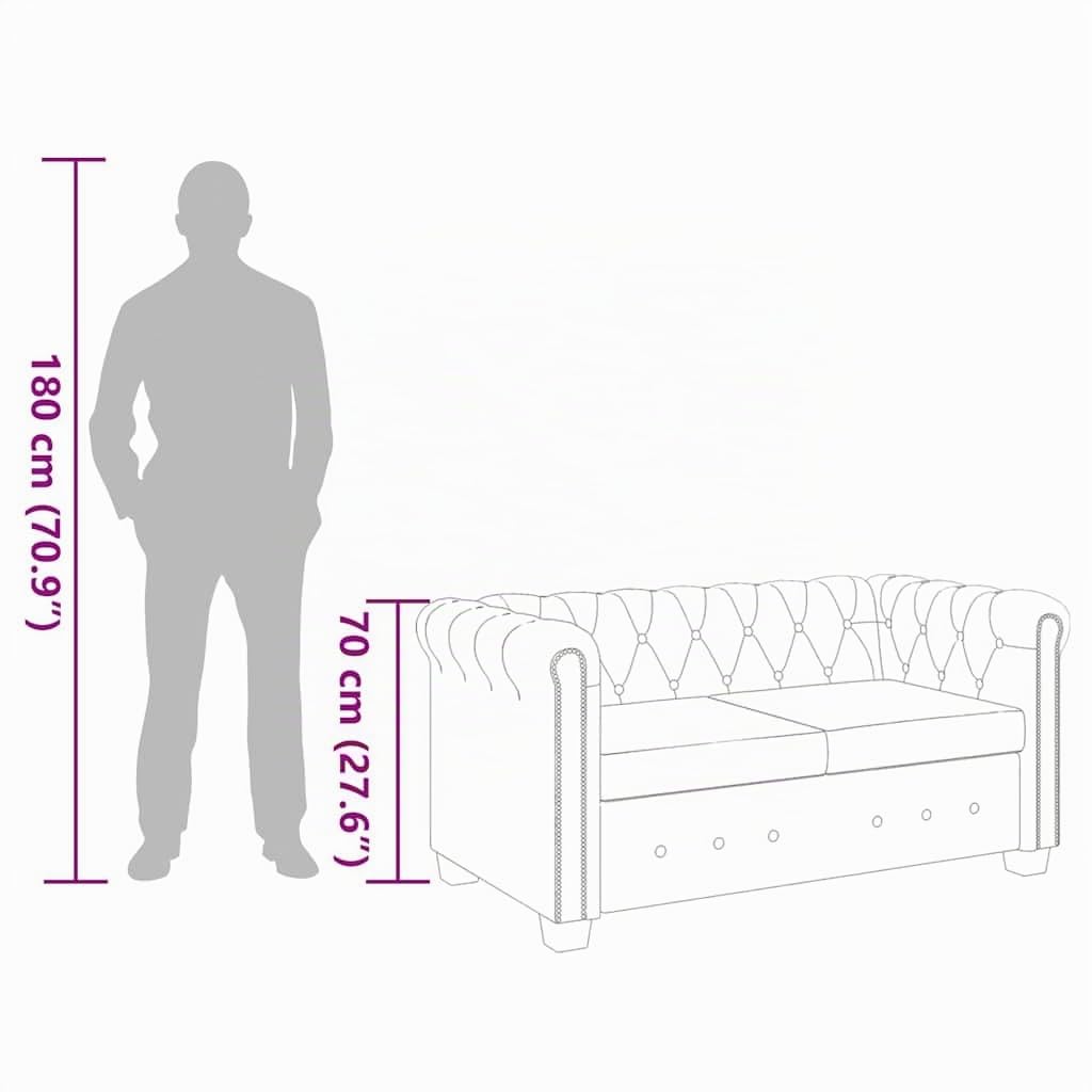 vidaXL Sofá Tipo Chesterfield 2 Plazas Revestimiento de Cuero Artificial Negro