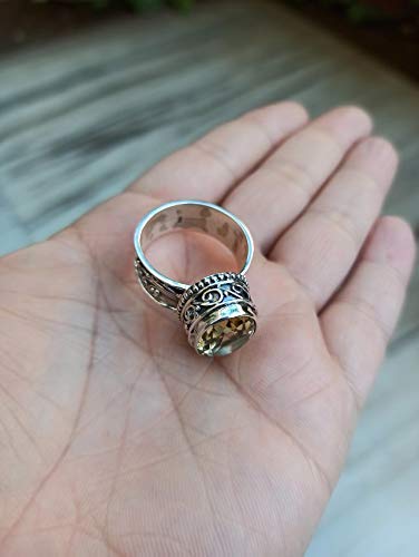 Navya Craft Natural Citrine Oval 925 Solid Sterling Silver Handmade Statement Women Ring, Boho Ring, Yellow Gemstone November Birthstone Jewelry Sizes 4 To 13 Us For Christmas Anniversary Birthday #TOP4