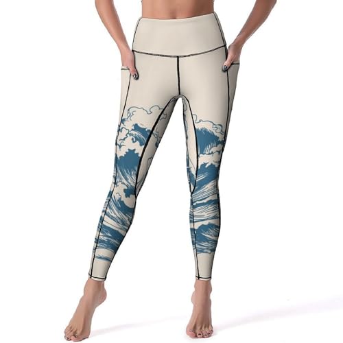 Legging Sport Femmes Vagues de l'Océan : Yoga et Fitness Taille Haute Confortable