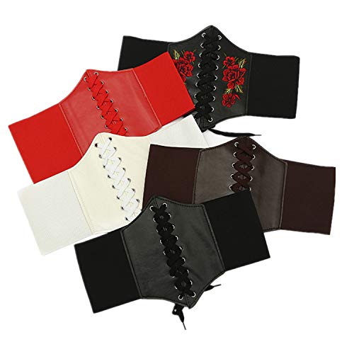 JinYu Womens Vintage Cinch Belt Lace-up Corset Elastic Waistband Waspie,Black 1 Pack4