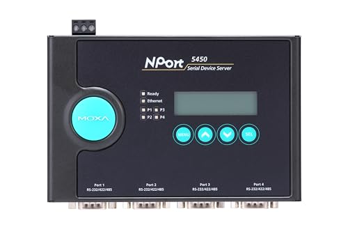 Image of MOXA NPort 5450 w /Adapter - 4 Ports Device Server, 10 /100 Ethernet, RS-232 /422 /485, DB-9, 15KV ESD, 110V Adapter Included