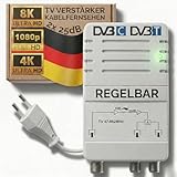 TronicXL TV Verstärker für Kabelfernsehen für HD 3D 4K 8K passend für PYUR Vodafone (25dB - 2 Geräte)