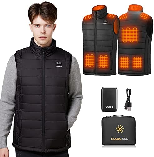 Glaais Heated Vest for Men with Battery Pack 14000mAh 7.4V Included, Men's Heated Vest Heating Vest, Electric Vest Rechargeable