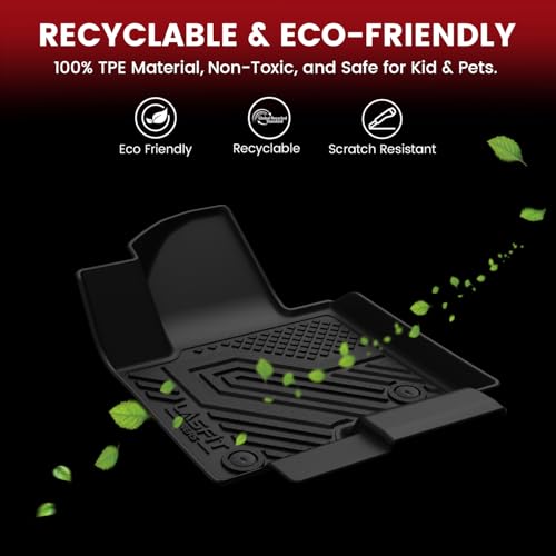 Image of LASFIT Floor Mats & Backrest Mats & Trunk Mat for Toyota RAV4 2006-2012 5 Seat All Weather TPE Custom Fit Floor Liner 1st & 2nd Row & Seat Back & Trunk Mats Full Set Accessories, Black