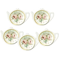 Vintage Flower Porcelain Tea Bag Holder Teapot Shaped Tea Bag Coaster