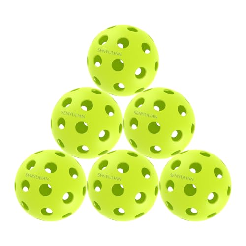 Senyulian Pro-Grade 40-Hole Outdoor Pickleball Balls (6Pack)- Pro-Player Tested with Wind-Resistant Design, Built for Durability & Precision for Competitive Play(Green)