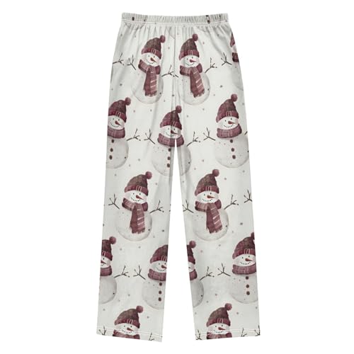 Christmas Pajama Pants Snowman Scarf Pattern Long Sleep Pants Lounge Bottoms2
