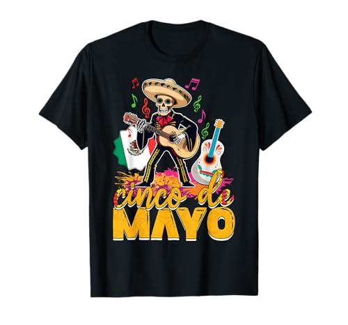 Cinco De Mayo Sombrero Scheletro Messicano Partito Messico Maglietta