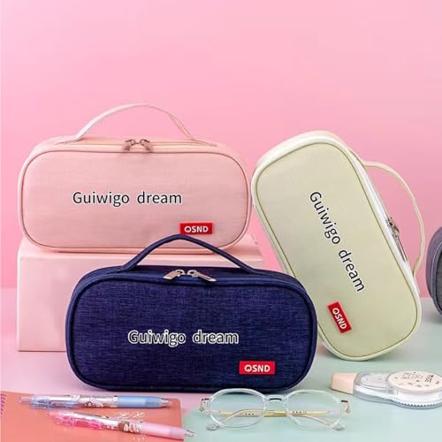 Image of Large Pencil Case,Aesthetic Pen Pouch with Big Capacity, Minimalist Portable Stationery Bag with Handle for Office Organizer Aesthetic Pencil Cases (Pink)
