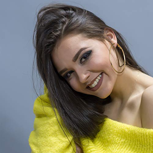 36 Pairs Silver Rose Gold Hoop Earrings for Women Stainless Steel Big Medium Small Loop Earrings Set Pack Classic Circle Round Eardrops Set2