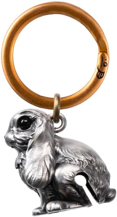 COPPERTIST.WU Bunny Bell Decor Bells - Good Luck Charm Cute Animal Accessories Gift for Women Men, White Bronze & Black Agate