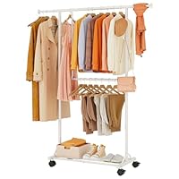 FAVOOSTY Clothes Rack on Wheels, Mobile Clothes Rack, Sturdy, Metal Coat Stand, Adjustable Coat Stand, 89.50 x 39.00 x 161.20 cm, Black