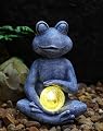 Goodeco Frog Statue with Solar Gazing Ball Lights - Zen Garden Statue for Outdoor Decor, Frog Gifts for Women & Moms, Housewarming Gifts