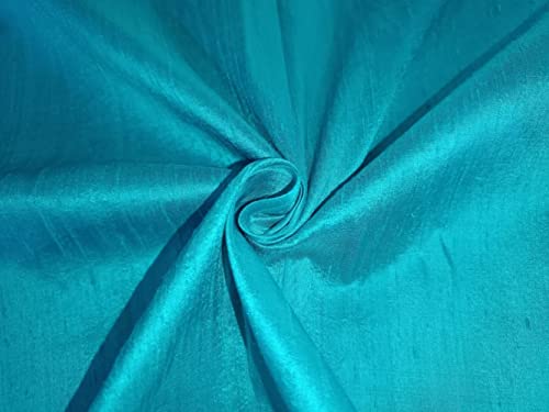 Tissu en pure soie Dupion bleu fluo pour confectionner une robe de soirée