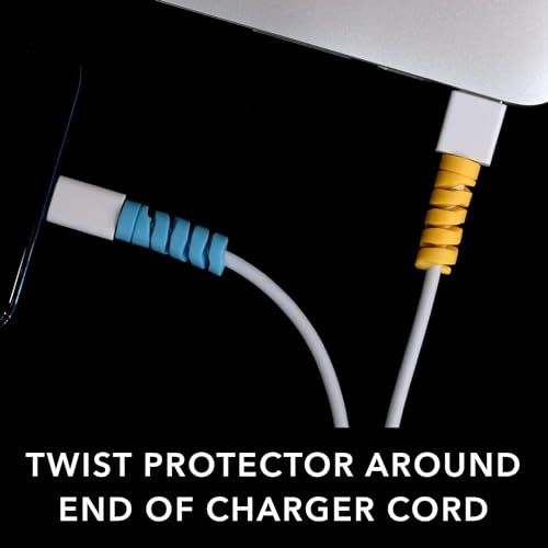 Image of ERZA 16 Pieces Charger Cable Saver, Silicone Highly Flexible Spiral Cable Wire Protector, Mouse Cable Protector, Suit for All Cellphone Data Lines, Computers End Cord Savers, Multicolor