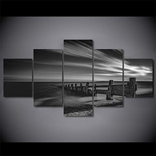 Cuadros modernos de salón marinos con impresión de olas en lienzo decorativo de 5 partes 4