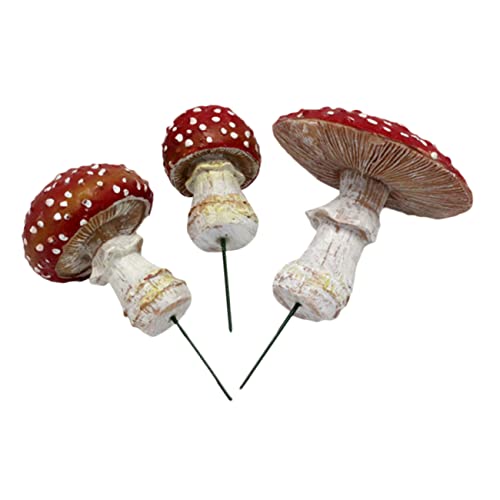 TOYANDONA 3pièces Décoration Champignons Miniatures Résine Ornement Lumineux Noctiluque Accessoires Micro Paysage pour Jardin Féerique Et Intérieur