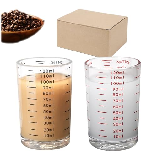Tkxjry 2 Pièces Verre doseur avec graduation précise, 4OZ/120ML Verre Gradué avec Balance, 120ML Petit Verre Doseur, Mini Verre Mesureur avec Balance, pour Cuisine Bar Vodka Cocktail Tequila