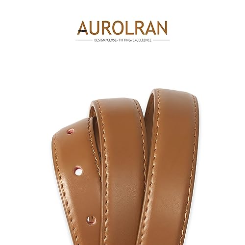 Image of Aurolran Women's Fashion Classic Metal Buckle Leather Belt with Jeans Dress