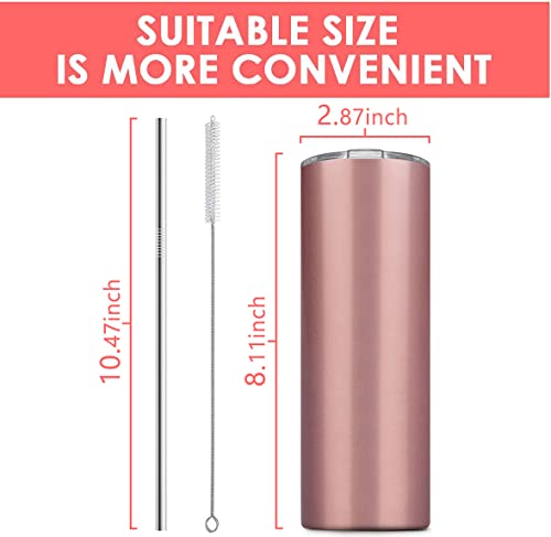 Deitybless 6 Pack Stainless Steel Skinny Tumbler, 20 Oz Double-Insulated Water Tumbler Cup With 6 Straw And 6 Brush, Vacuum Travel Mug Gift For Hot Cold Drinks With Cleaning(Assorted Colors) #TOP2