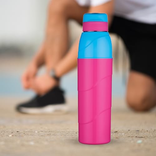 Image of Trueware Wave 500 ML Plastic Insulated Water bottlle for Cold Water, BPA Free, Food Grade, Leak Proof, Airtight (Pink)