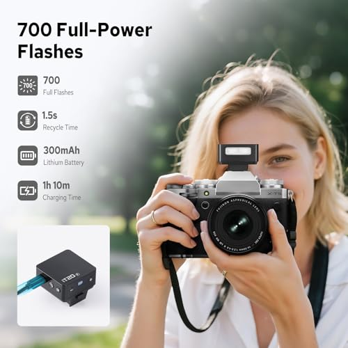 Image of Godox iT20 iT20-F Flash for Fujifilm, Mini TTL Flash with Intuitive Screen, 1.5s Recycle, 700 Full Power Flashes, USB-C Charge, Built-in Battery, GODOX iT20F iT20 F Pocket Flash Speedlight (Black)