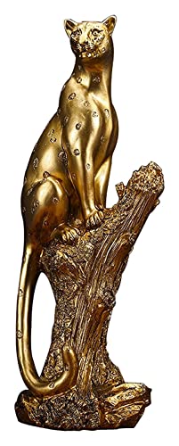 BONNYT Figurine Ornement Panthère Statues Moderne Abstrait Or Panthère Sculpture Géométrique Résine Léopard Statue Faune Décor Cadeau Artisanat Ornement...