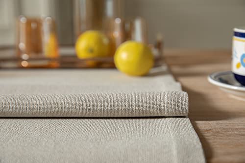 Zeemart Burlap Style Farmhouse Table Runners 90 Inches Long, Neutral Rustic Woven Dining Table Runner For Everyday Use, 14X90 Inches, Raw Linen #TOP4