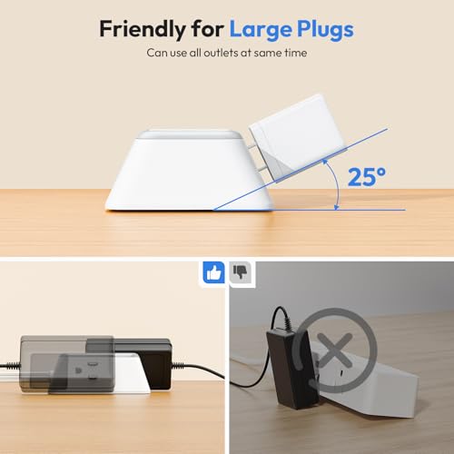 NTONPOWER Doble Extensión de 18 pies, Divisor de Cordón con 3 Tomacorrientes en Cada Lado, 2 USB-A & 1 USB-C, Enchufe Plano miniatura 4