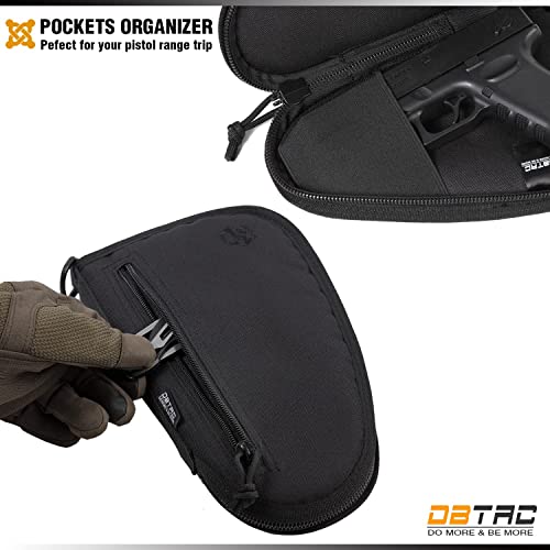 Dbtac Single Padded Pistol Bag Large (Black) + Range Bag Large For 4+ Pistol (Black), Lockable Zipper, Durable Material, Compact Design #TOP2
