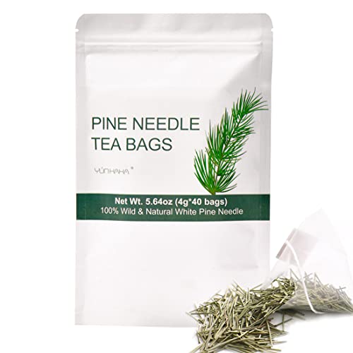 40 Wild Dried White Pine Needle Tea Bags, 4g/bag- 100% Natural Pure Pine Needles Herbal Tea - Caffeine free- Cut & Sifted- Non-GMO - Immune Support
