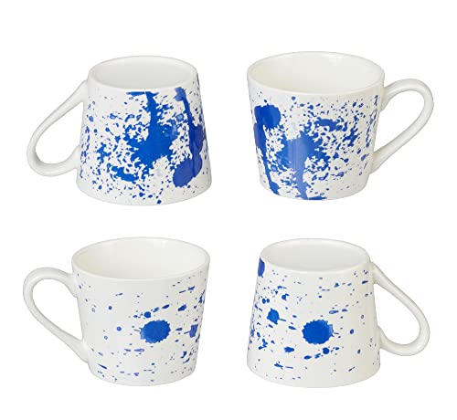 Servappetit Tassen-Set, weiß, mit einem Spritzer Farbe, ofen-, mikrowellen- und spülmaschinenfest, 12,7 cm Durchmesser mit Griff, für 255 ml, 4 Stück Cover
