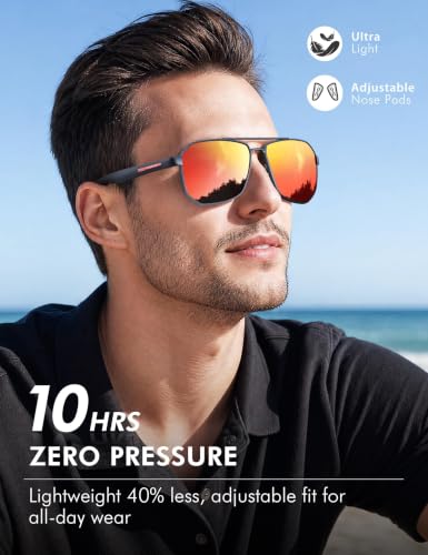Image of Luenx Aviator Polarized Sunglasses for Men: Square UV400 Driving