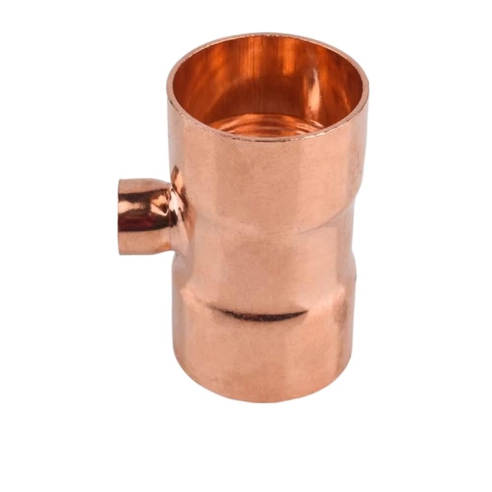Złącze Rurowe T-Redukcyjne Miedziane 3-Drogowe (1 Sztuka) - Gniazdo ID 35/42/54mm Do Spawania dla Klimatyzacji, Ogrzewania Centralnego & Hydrauliki(42mm-28.6mm-42mm)