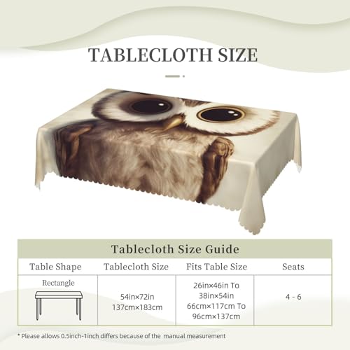Nappe rectangulaire chouette lavable et imperméable table extérieur 137x183 - 7