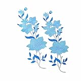 New Plum Blossom Flower Applique Clothing Embroidery Patch Fabric Sticker Iron On Sew On Patch Craft Sewing Repair Embroidered（Blue）
