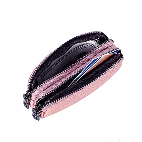 Yocipa Small Coin Purse For Women Leather Change Pouch Tiny Card Holder Wallet Zipper (Pink) #TOP5
