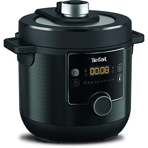 Tefal Turbo Cuisine & Fry, 7.6L Electric Pressure Cooker with Air Fryer lid, programmes inc Fry, Roast, Grill, Slow cooker, Rice cooker, 7.6L, 1200W, Plastic, Black, CY778840