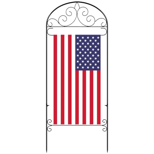 CroBlissful Metal Garden Flag Holder Stand Yard Flag Pole Stake Fits Max 14 x 25 Inch for Outside House Garden Yard Lawn Decor(Modern Style)